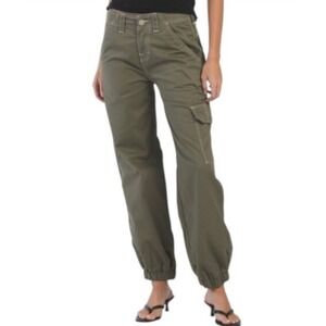 True Religion Bobbi Baggy Cargo Jogger Pants Women's 28 Kalamata Green NWT